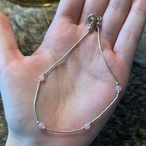 Vintage sterling silver rose quartz liquid silver bracelet